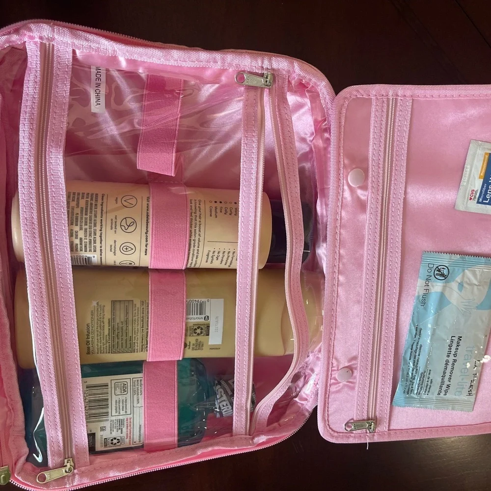 POPPIN10 - Pink Cosmetic Bag Hanging Toiletry Makeup Bag - Picture 5 of 11